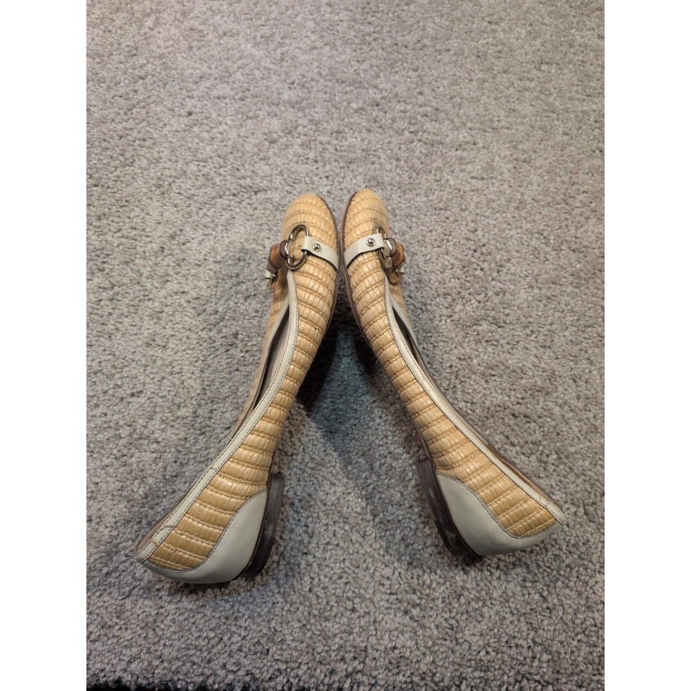 Gucci Straw Raffia Bamboo Horsebit Ballet Flats Beige Tan Leather 9.5B 171971 - Picture 10 of 10